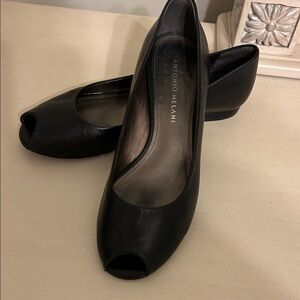 ANTONIO MELANI Classic Black Peep Toe Heels